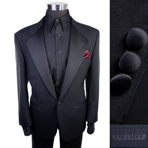 Nordstrom Men’s Tuxedo Jacket Black Wool One-Button Slim Fit 40S